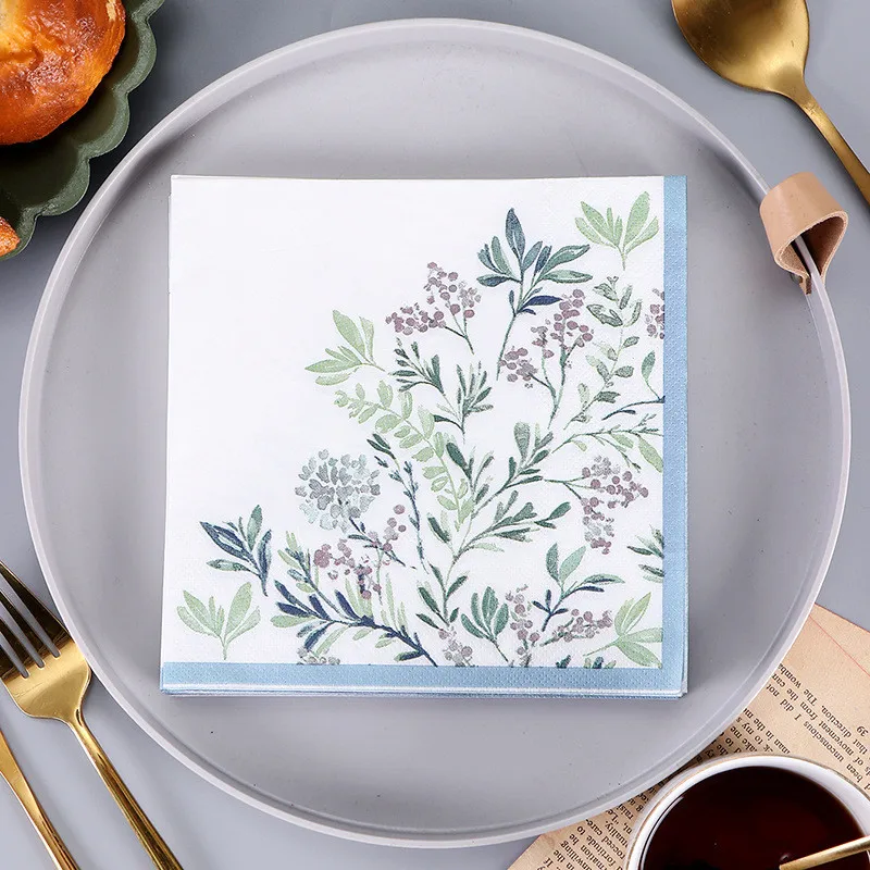 

20Pcs/pack 33x33cm Plant Floral Colourful Disposable Napkins Placemats Restaurant Home Party Pure Wood Pulp Paper