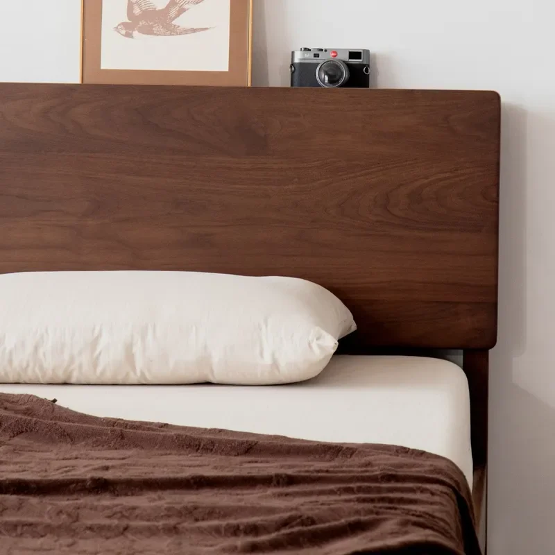 for High-end North American Black Walnut Bed Full Solid Wood Bed 2m x 2m 2 Mortise and Tenon Structure FAS Grade 1m 8