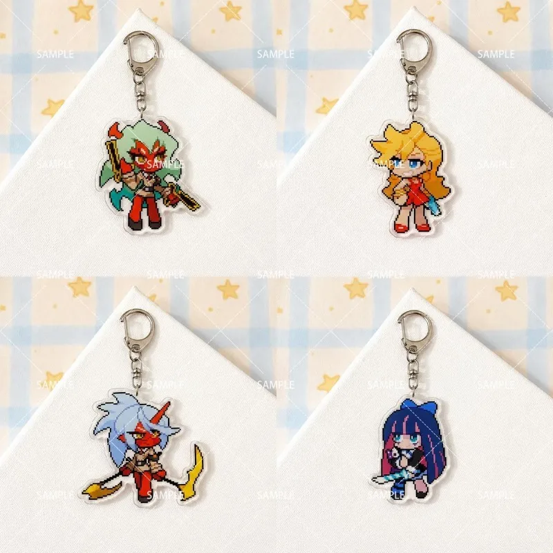 4pcs/set Panty Stocking Cute Pixel Style Acrylic Keychain Backpack Decoration Pendant Festival Gift Ornament