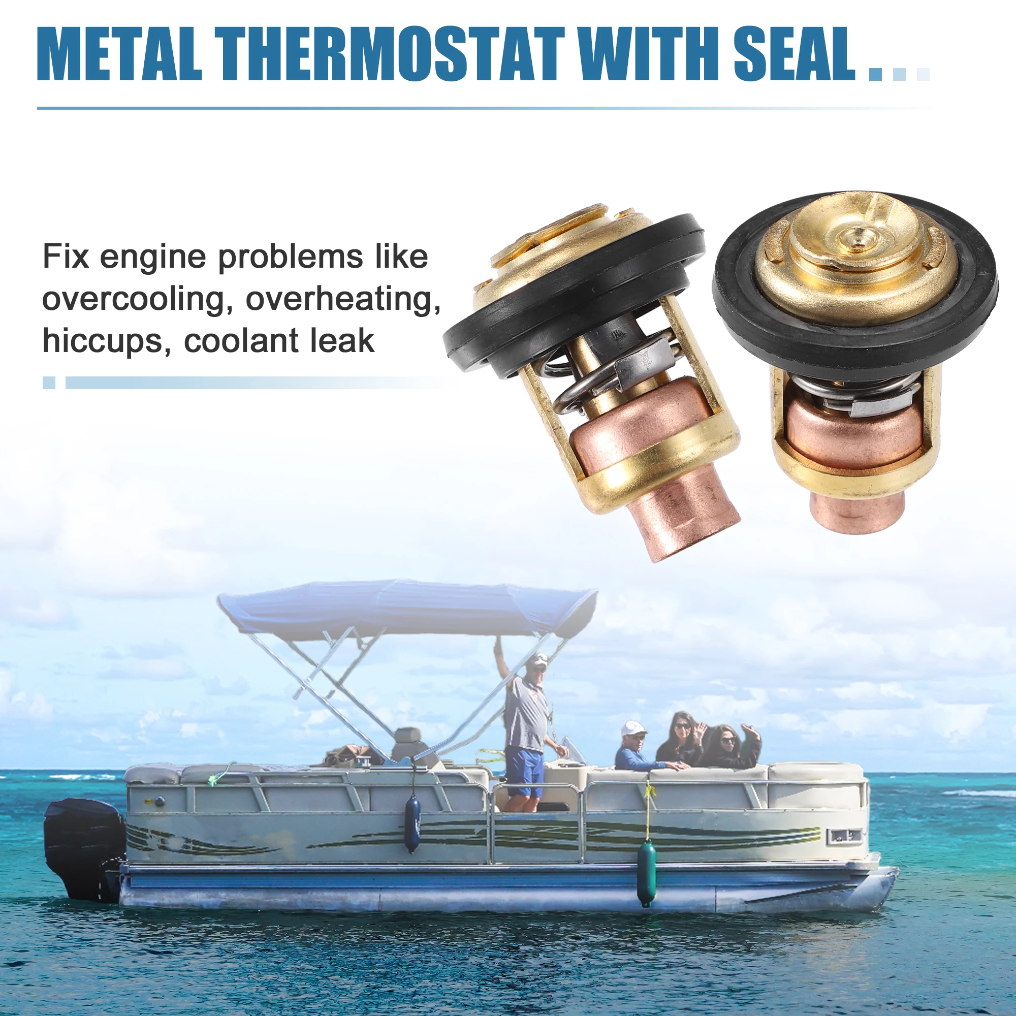 X Autohaux 2pcs Marine Thermostat Kit for Mercury Marine V-6 135-150 175 200HP 143 Degree