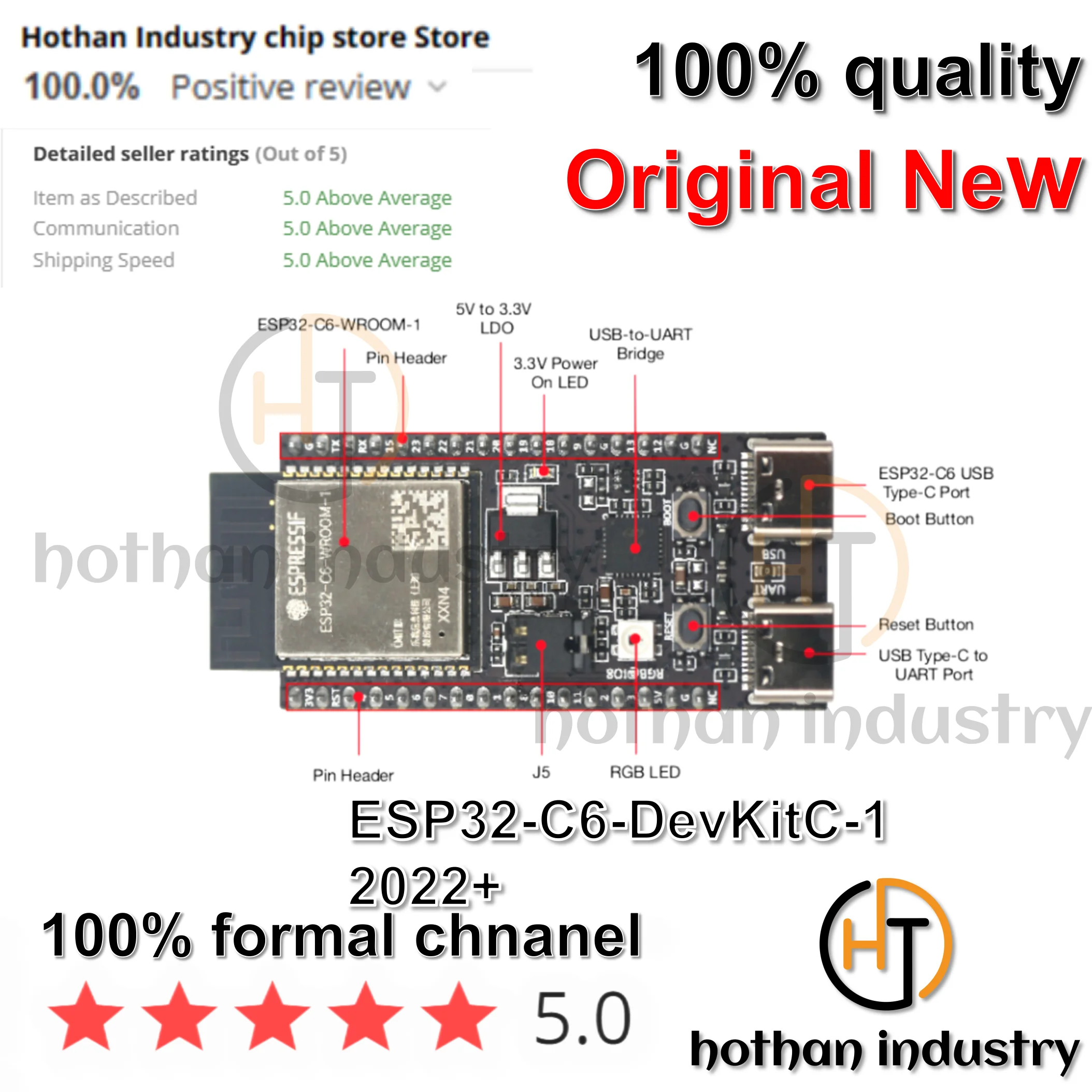 ESP32-C6-DevKitC-1-placa con WiFi, Bluetooth, baja energía, Zigbee, ESP32-C6, novedad de 100%