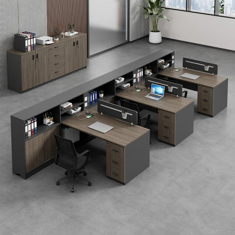 Staff desk and chair combination simple modern three-person office desk office finance room screen workstation table