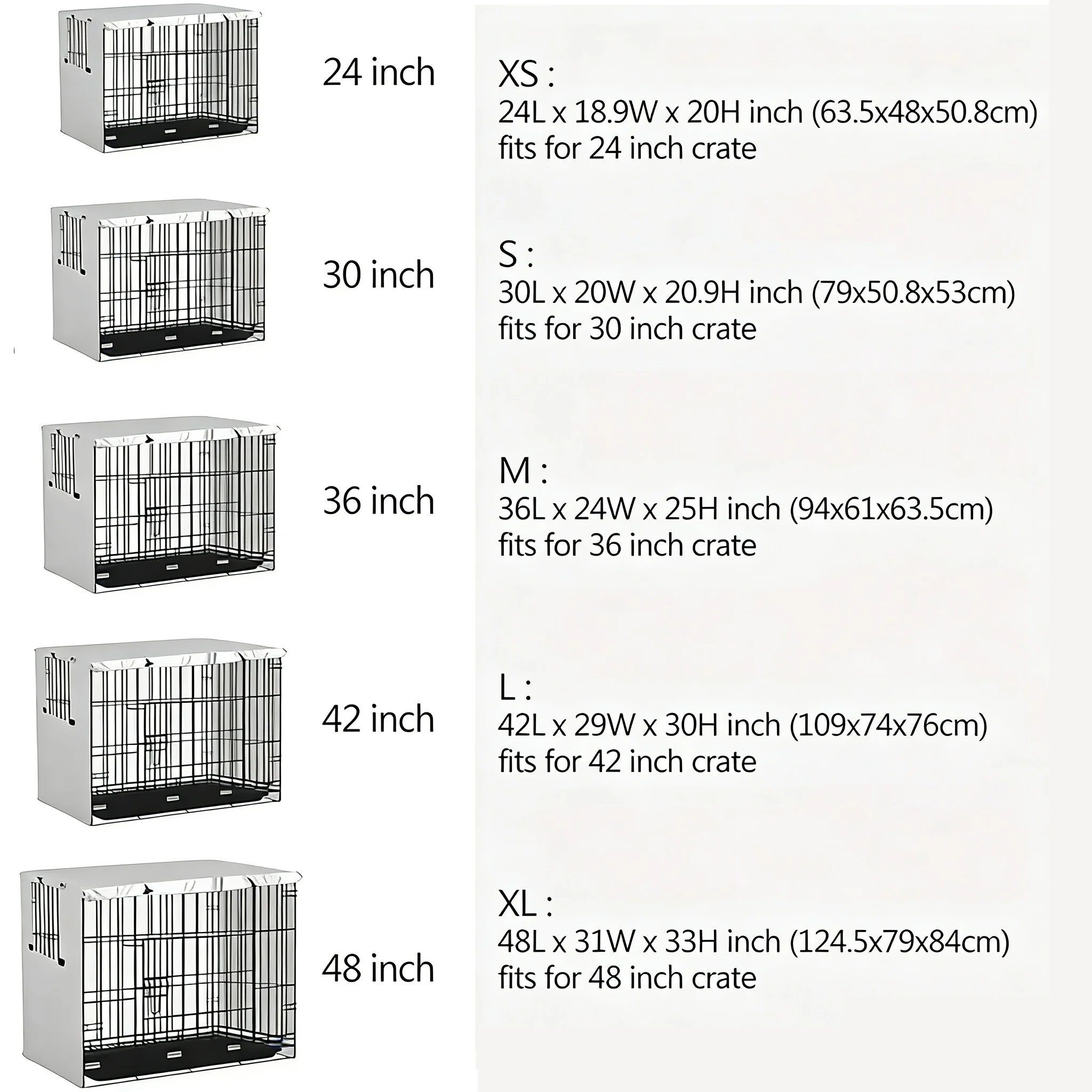 Explore Land Dog Crate Cover Heavy Duty Polyester Pet Kennel Sunshade Universal Fit for 42 Inches Wire Cage (Black)