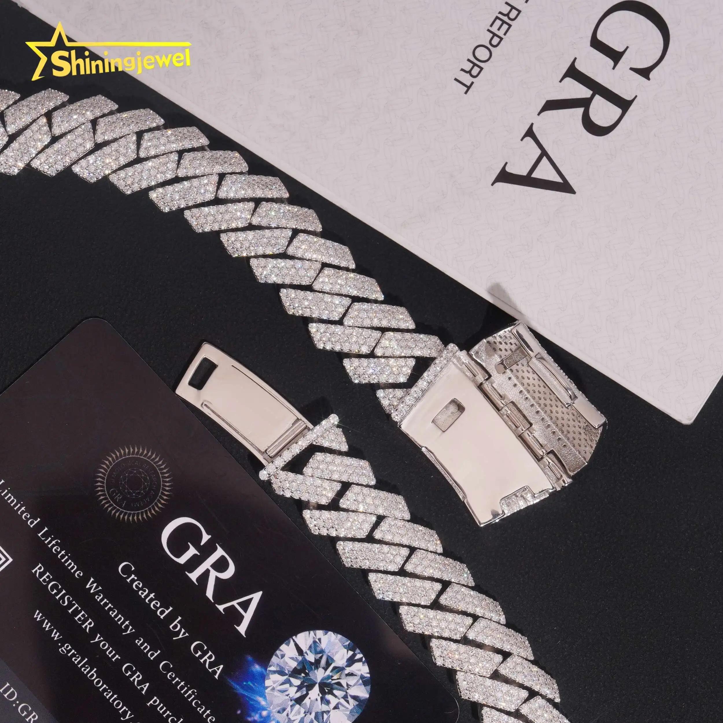 Custom Hip Hop Bling Moissanite Fashion Vintage Necklace with 15MM Thick Cuban Link Chain 925 Silver Men Jewelry...
