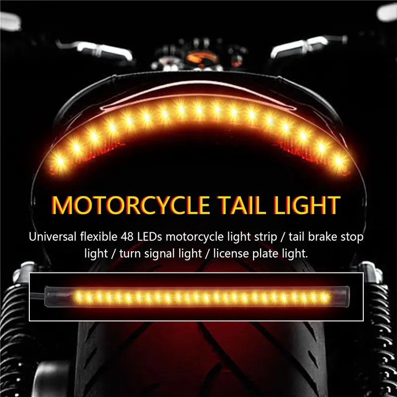 AEF3-Durable 48 Smd Motorcycle Brake Lights Turn Lights Led Lights Waterproof Casing Motorcycle License Taillight