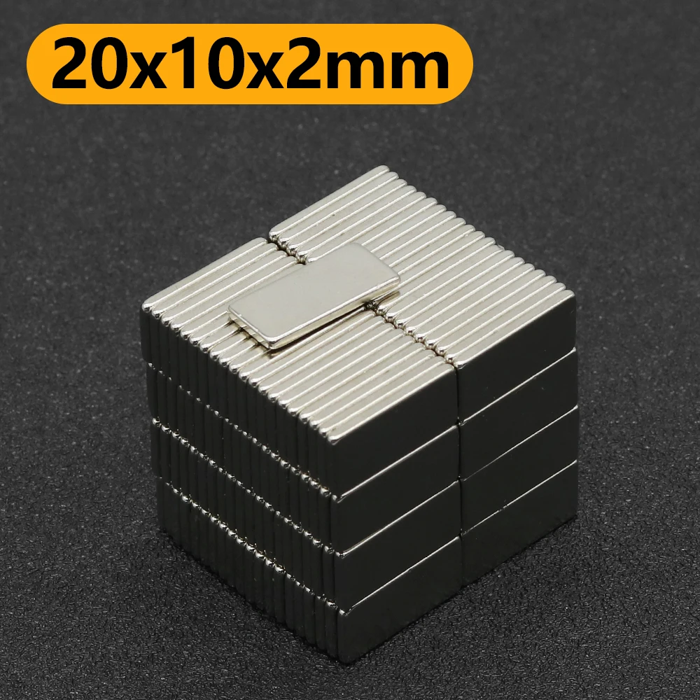 

2~200Pcs 20x10x2mm N35 NdFeB Block Magnet Super Powerful Neodymium Magnets Strong Permanent Magnetic imanes 20*10*2