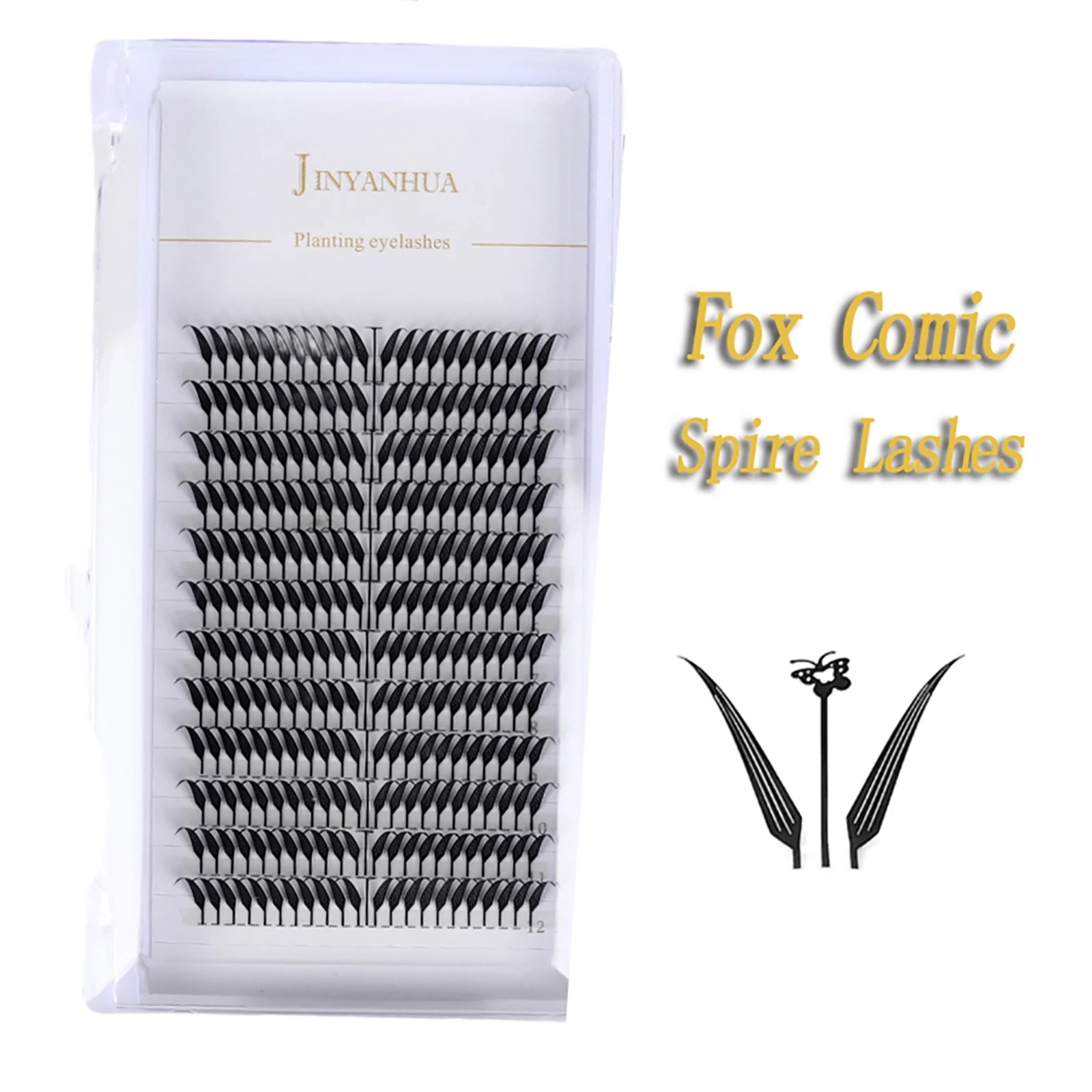 

Fox Spire Lashes Extensions Natural Soft Premade Volume Fans Eyelash 9-15mm Feather Comic Fairy Flying Spire Eyelashes Salon