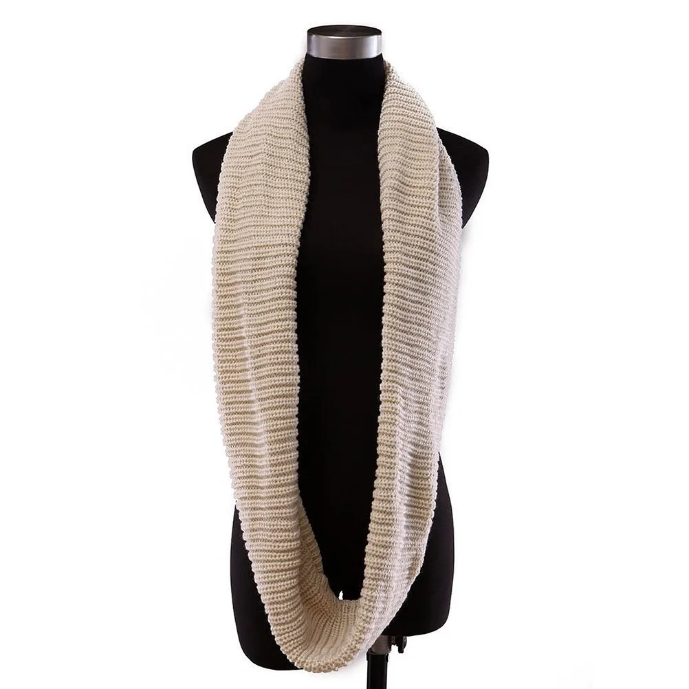 

Winter Knitting Neckerchief 120cm Circumference 30cm Beige Polyacrylic Warm Scarf Men Women Soft Cozy Beautiful Design