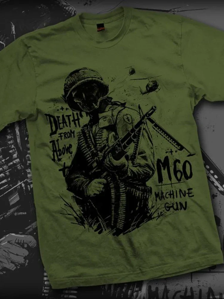 DEATH FROM ABOVE Airborne Troops Paratroops M 60 Machine Gunner T-Shirt 100% Cotton O-Neck Short Sleeve Casual Mens T-shirt