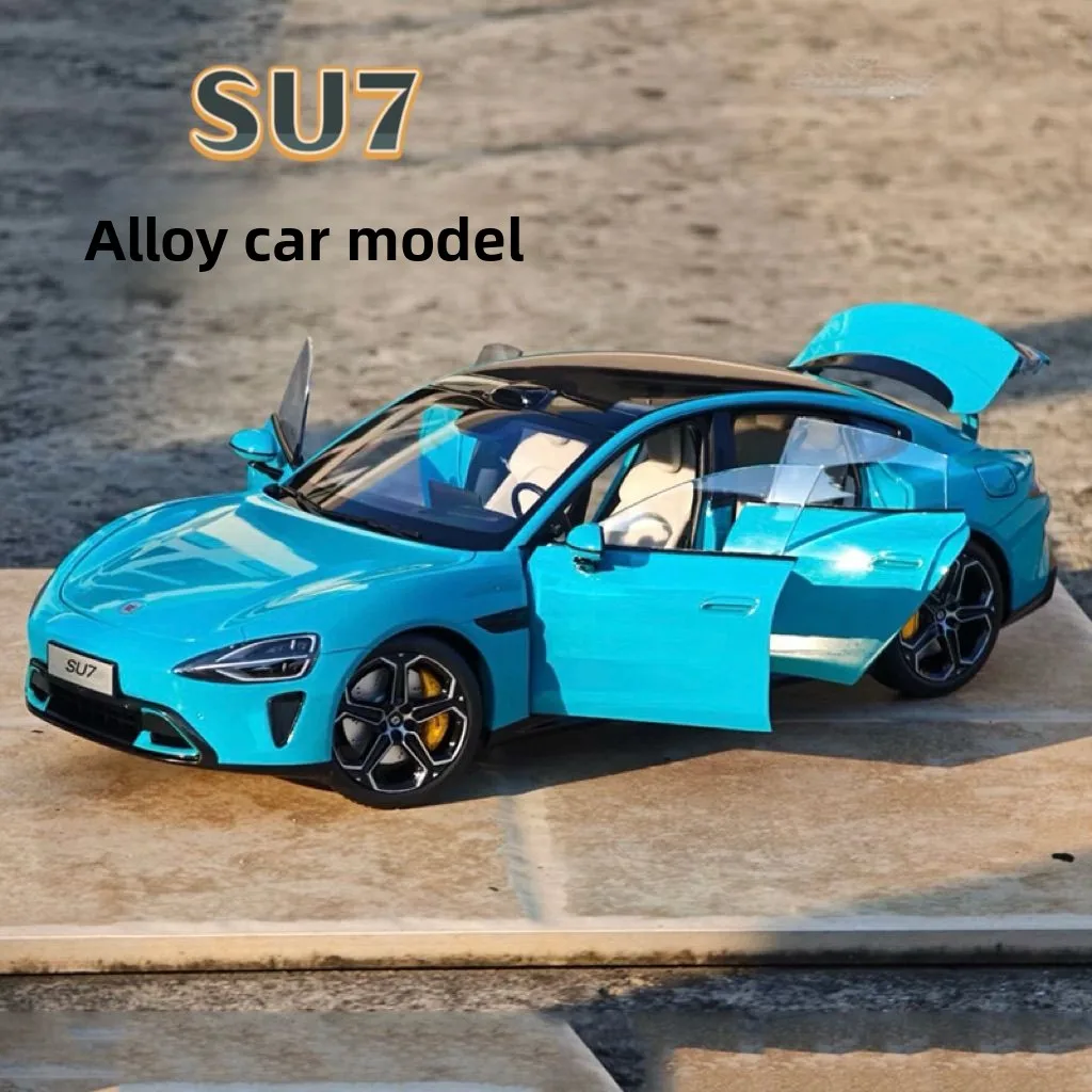 Su7 Alloy Car Model Bay Blue/Sunray Purple/Olive Green/Elegant Gray Simulation Car Model Figure Collection Ornament