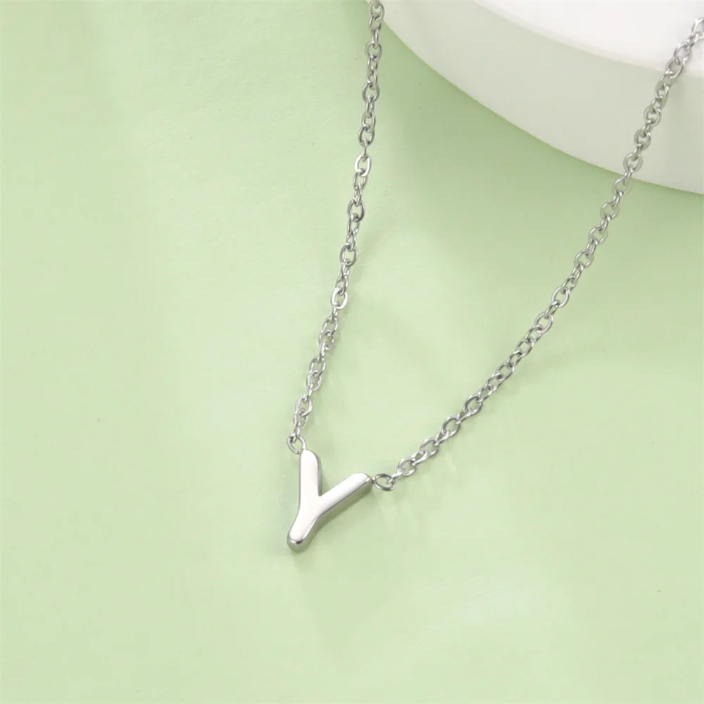 Initialen-Halsketten A-Z für Damen, Elegante Ketten, Choker, 26 Buchstaben-Anhänger, Edelstahl-Schmuck, Collier Femme – Detail 10