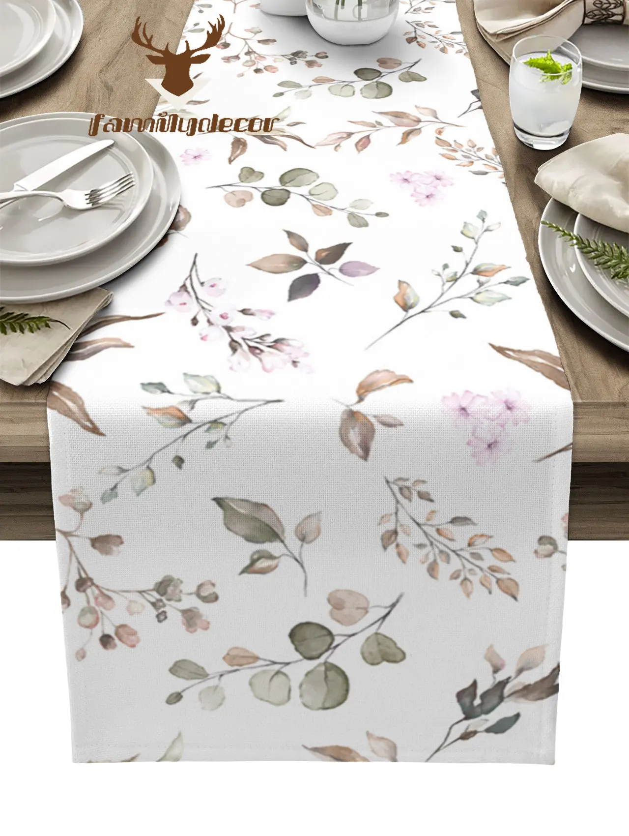 

Watercolor Flower Leaves Table Runner Home Wedding Table Flag Mat Table Centerpieces Decoration Party Dining Long Tablecloth