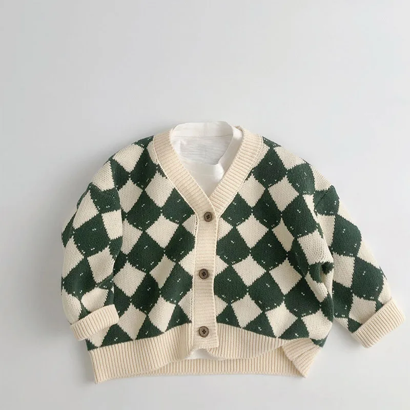 

2025 Spring New Children's Sweaters Cardigan Baby Girls Knitted Cardigan Toddler Boys Sweater Coat Kids V-Neck Knitwear Cardigan