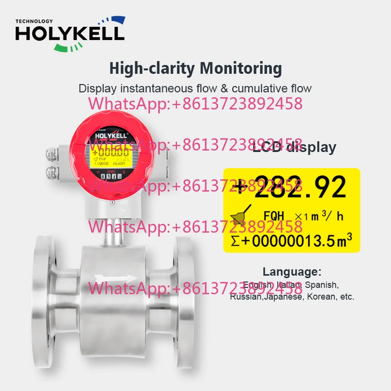 Holykell RS485 Modbus Electromagnetic Flow Meter Sensor for Smart Water Supply and Drainage System Monitoring