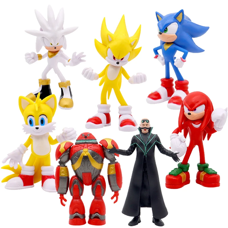 8 unids/set Super Sonic figuras de modelos de mano muñeca de sombra azul figuras de dibujos animados muñecas coleccionables niños erizo juguete Decoración