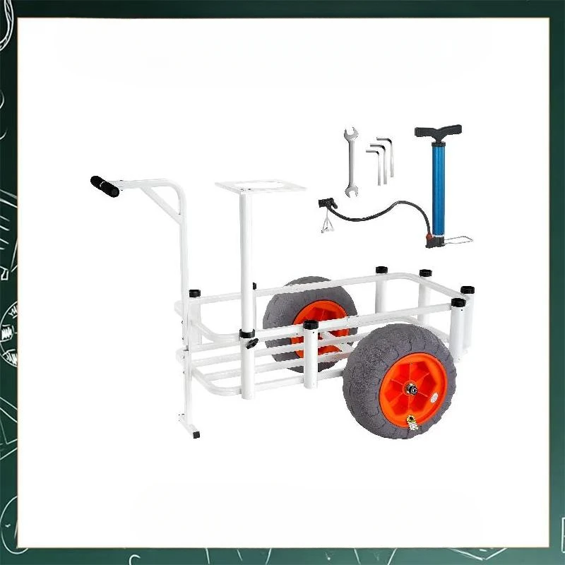 

%a 200/300/350 lbs Beach Fishing Cart with Two 11"/13"/16" Wheels 7 Rod Holders Steel Pier Wagon Trolley for Sand Picnic