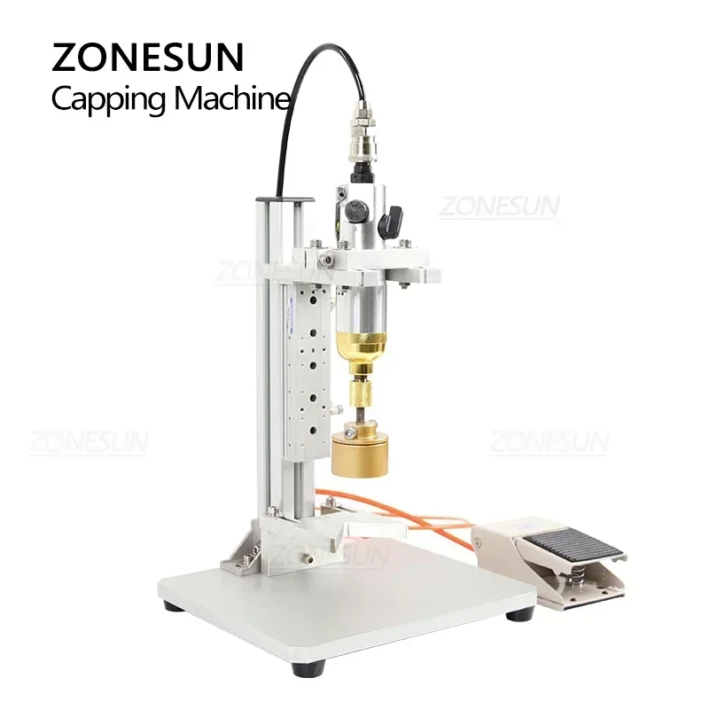 ZONESUN-máquina de tapado neumática redonda, cierre de botella, tapas de tornillo, jugo de agua, Gorilla rechoncho, herramienta de producción pequeña, ZS-XGPZ1