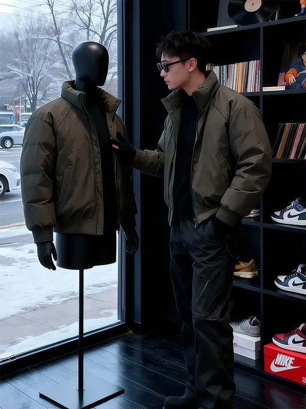 

Wolf ey ort Cotton Jaet Men's Winter Thi Warm Pilot Coat American Sle Cold Resistance Cotton Clothes Faionable Ur...