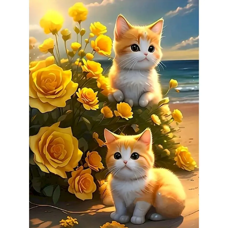 

GATYZTORY 20x30cm Paint By Numbers For Adults Cute Kittens Original Gifts Roses Painting With Numbers Wall Artcraft Painting Dec