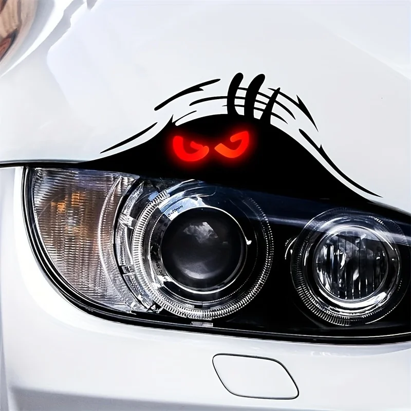 

2pcs Funny Waterproof Car Stickers - Reflective Vinyl Decals for Headlights, Bumpers & Scratch Cover (Christmas Design)