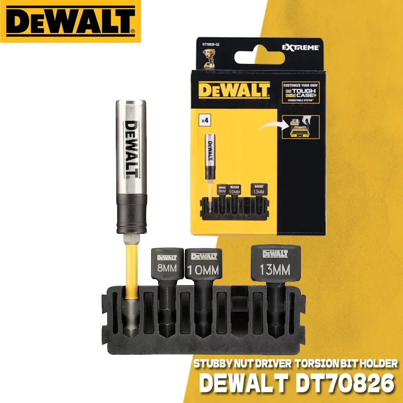 

DEWALT DT70826 4pc Stubby Nut Driver Torsion Bit Holder Extension Rod 6.35mm Sleeve 8MM 10MM 13MM Dewalt Power Tool Accessories