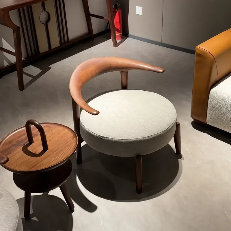 New Chinese Style North American Black Walnut Leisure Chair Three Piece Modern Simple Light Luxury Solid Wood Fabric Sofa Set