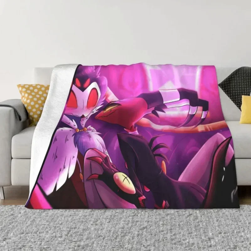 Blitzo Stolas knitted blankets helluva boss anime flannel throw blanket home couch printed soft warm bedspreads throw blanket