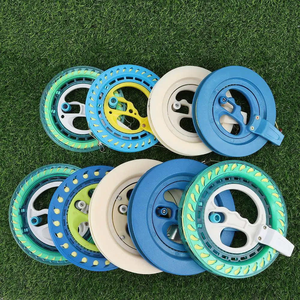 Outdoor Game Kite Reel Winder Fire Wheel String Flying Handle Tool Twisted String Line Outdoor Round Blue Grip For Fying Kites