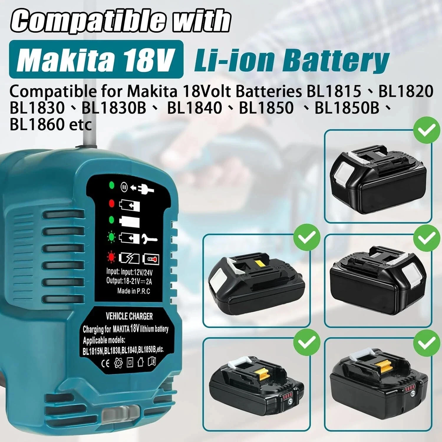 DC 12V/24V Li-ion Battery Mini Compact Car Charger Cigarette Lighter Plug With LED For Makita 18V LXT Battery BL1860 BL1830 image 5