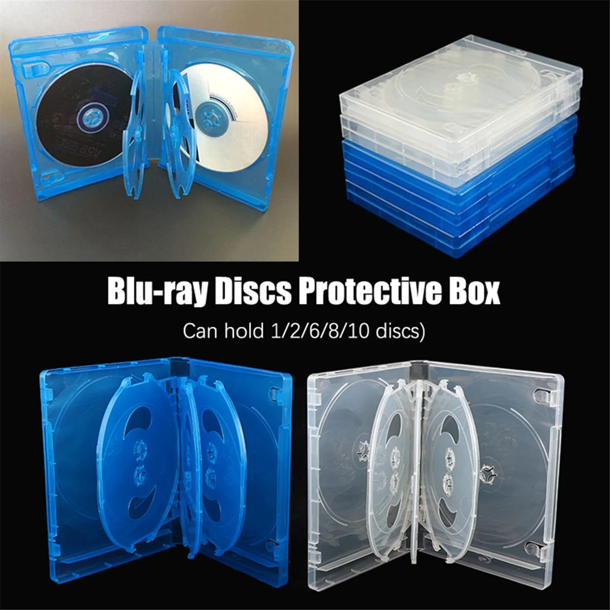

A10I CD Storage Box 10-Piece Pack CD Case Plastic Double-Sided CD Storage Car CD Case Thickened DVD Case,White