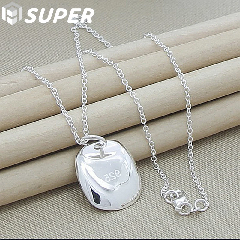 

925 Sterling Silver Square Sign Pendant Necklace 18 Inch Chain For Women Wedding Engagement Party Fashion Charm Jewelry