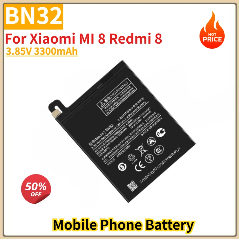 

BN32 High Quality Phone Battery 3.85V 3300mAh For Xiaomi MI 8 Redmi 8 Brand New Replacement Battery