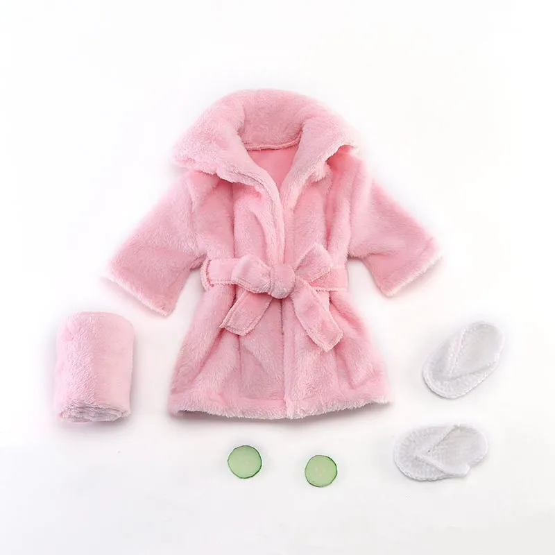 New Bathrobe Photography Set Children's Flannel Autumn and Winter Bathrobe Baby Home Clothing Pajamas and Slippers Set