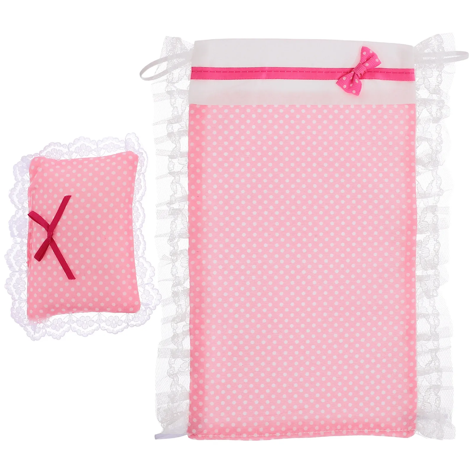 1Set Dollhouse Bedding Set Mini Bed Sheet and Pillow Set for Dollhouse Bedroom Decor Versatile Miniature Bedroom Accessories