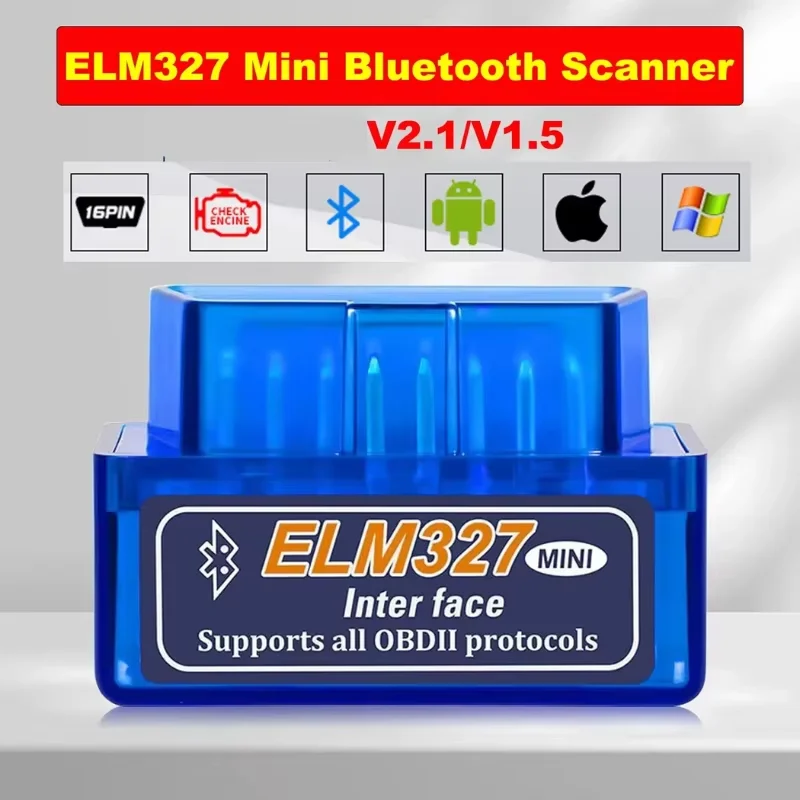 Portable Mini ELM327 Bluetooth OBD2 Scanner 16Pin OBDII Car Vehicle Engine Fault Code Reader Auto Diagnostic Scan Tool