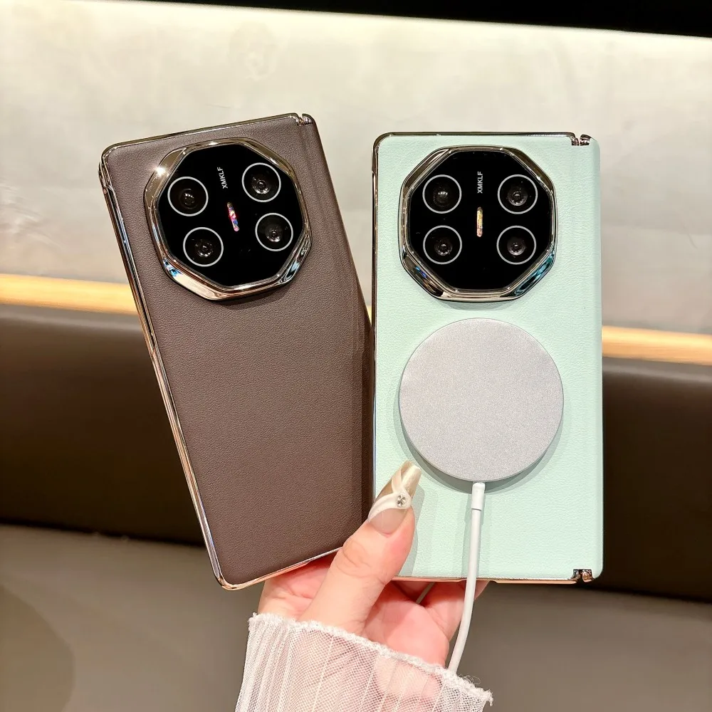 

For VIVO X Fold 5 Case Luxury PU Leather Skin MagSafe Protective Back Cover Case For VIVO X Fold 3 Pro Fold5 Phone Shell