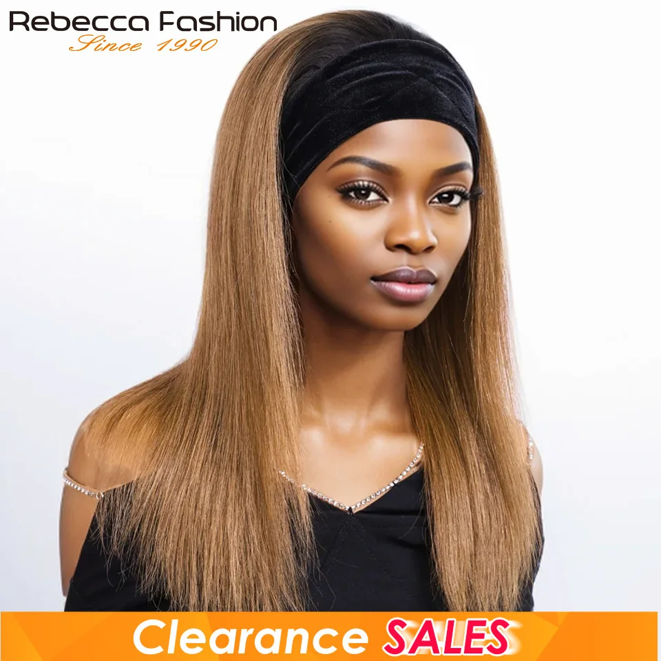 Clearance Sales Ombre Brown Half Wig Bone Straight Human Hair Wigs For Women Brazilian Remy Hair Full Machine Made Headband Wig