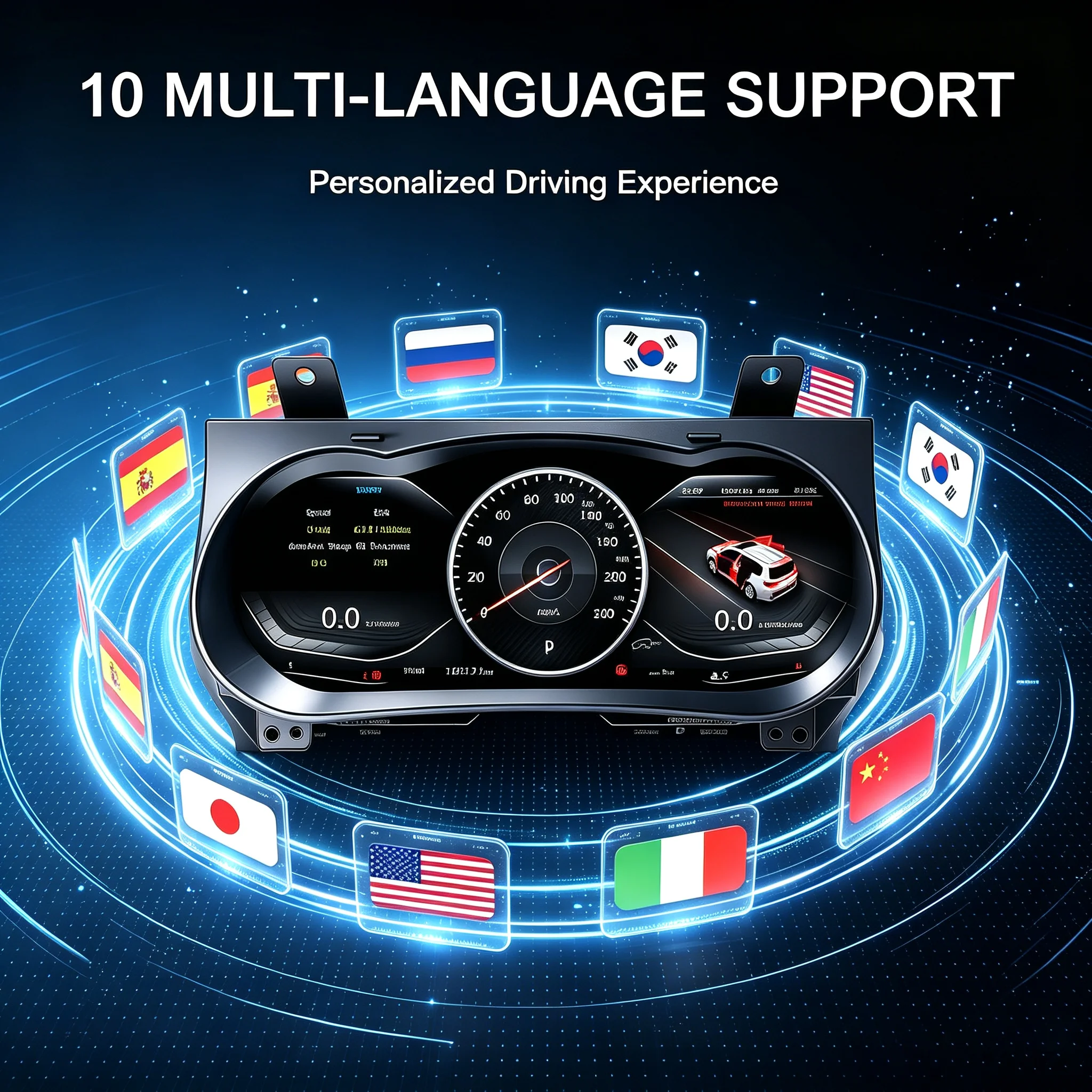 12.3 inch For Toyota Hilux 2016-2024 Digital Performance Dashboard Panel Cluster LCD Touched Display Speedometer Android Auto