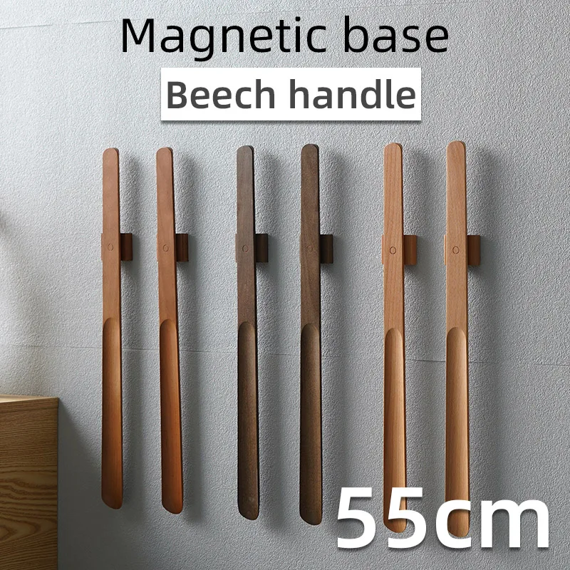 55CM wooden long handle Magnetic shoehorn long shoe spoon Horn for shoes Wear Shoe Easier Support for customized Logo