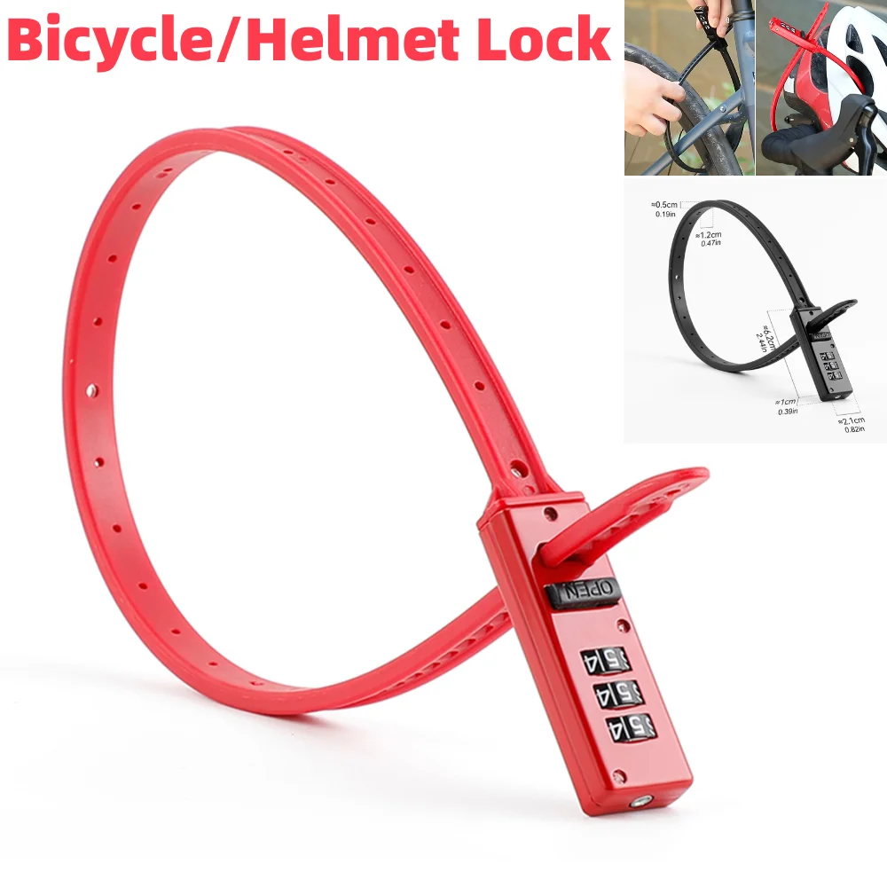 Portable Bicycle Lock Cable Tie Combination Lock Bike Helmet Password Lock Bicycle Anti-Theft Keyless Padlock Cycling Accessry