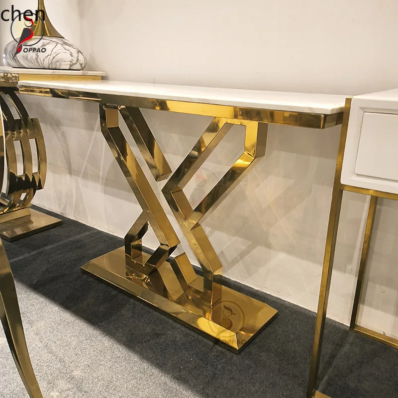 HT Entryway Console Table Simple Modern Entryway Table Marble Decorative Cabinet End View Partition Cabinet Stainless Steel