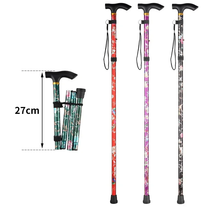 Bastón telescópico con estampado de bastones para senderismo, acampada y montañismo, bastones de Trekking, bastón plegable, muletas, Unisex