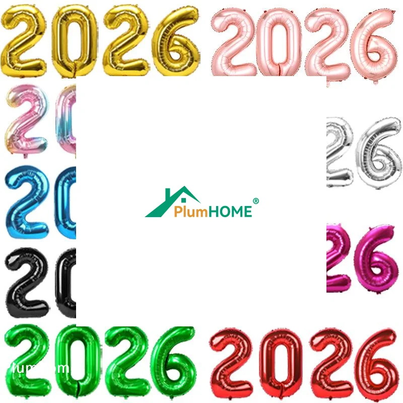 Ballons en aluminium numérotés 2026 pour la maison, décoration de fête du Nouvel An, accessoires de photomaton, fournitures de décoration de Noël, Navidad