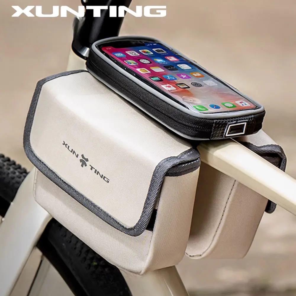 Xunting Neue Fahrradtasche Rahmen Vorne Oberrohr Fahrradtasche Wasserdicht 6,6 Zoll Handyhülle Touchscreen Tasche MTB Pack Fahrradzubehör