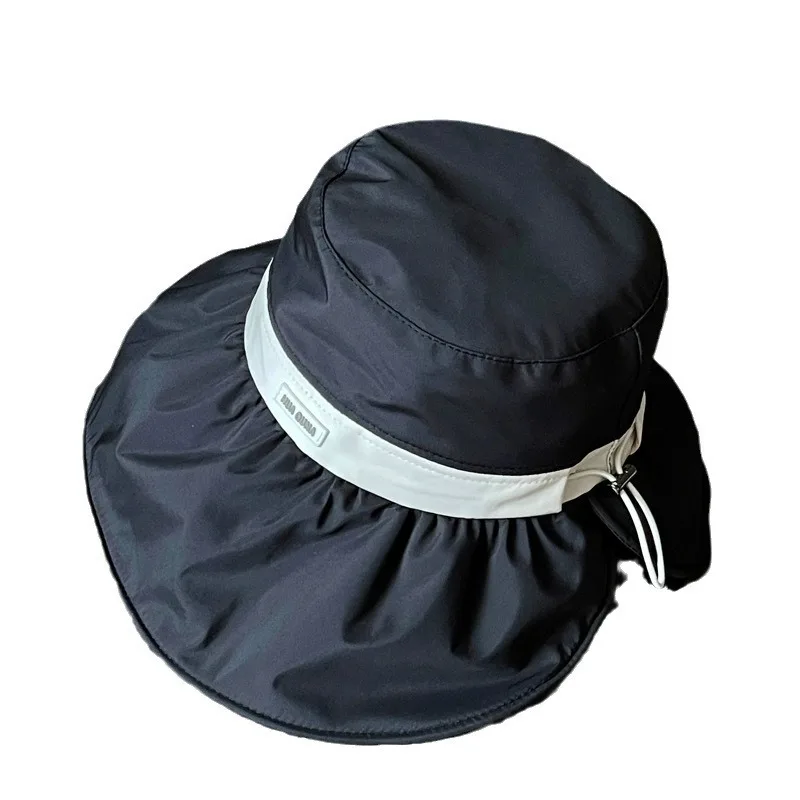 الربيع - الصيف: قبعة دلو نسائية كورية قابلة للطي بحافة كبيرة، حماية من الأشعة فوق البنفسجية، صديقة لركوب الدراجات، واقي من الشمس يغطي الوجه