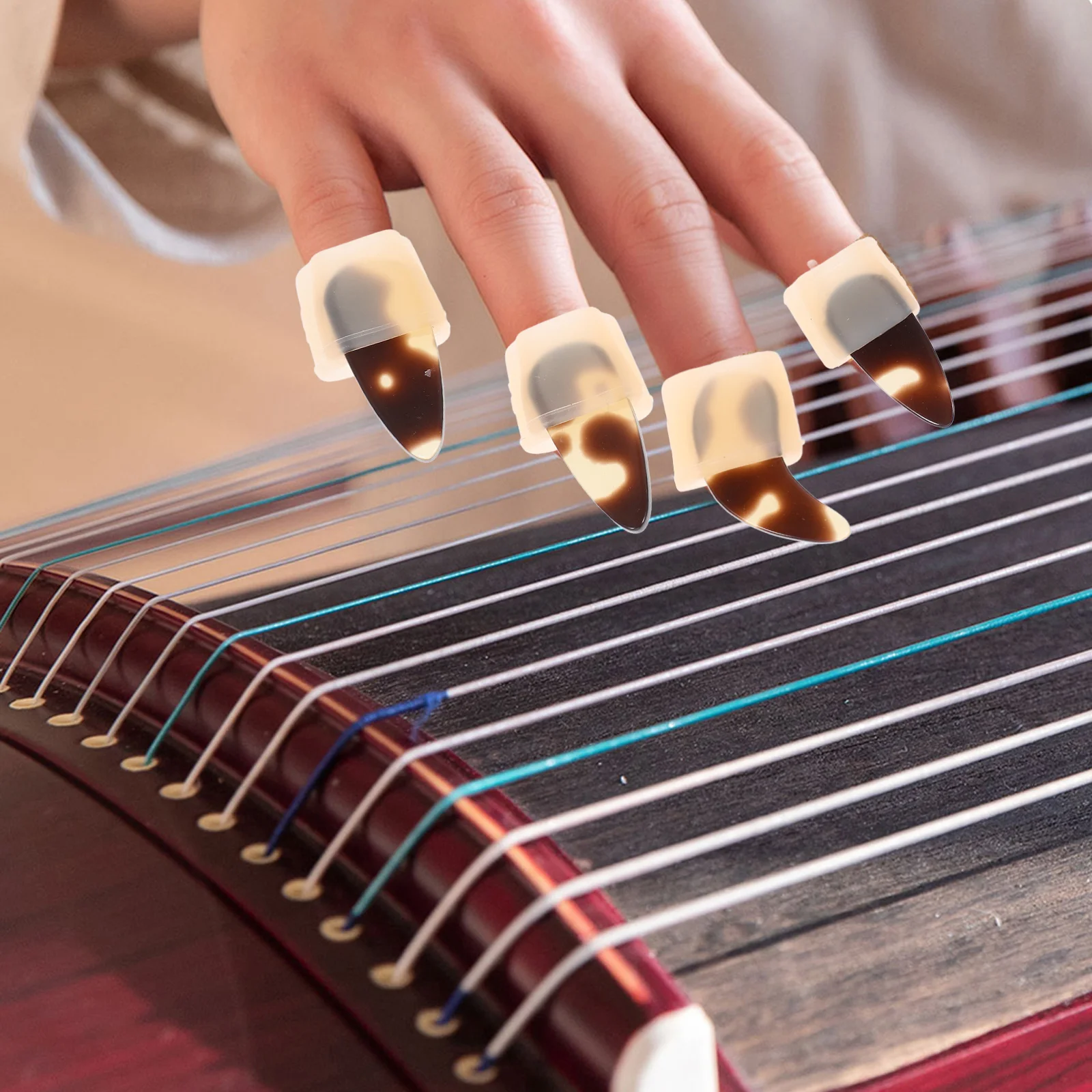 

Guzheng Nail Covers High Quality Silicone Reusable Non Stick Easy to Use Comfortable Wear Practice Accessories