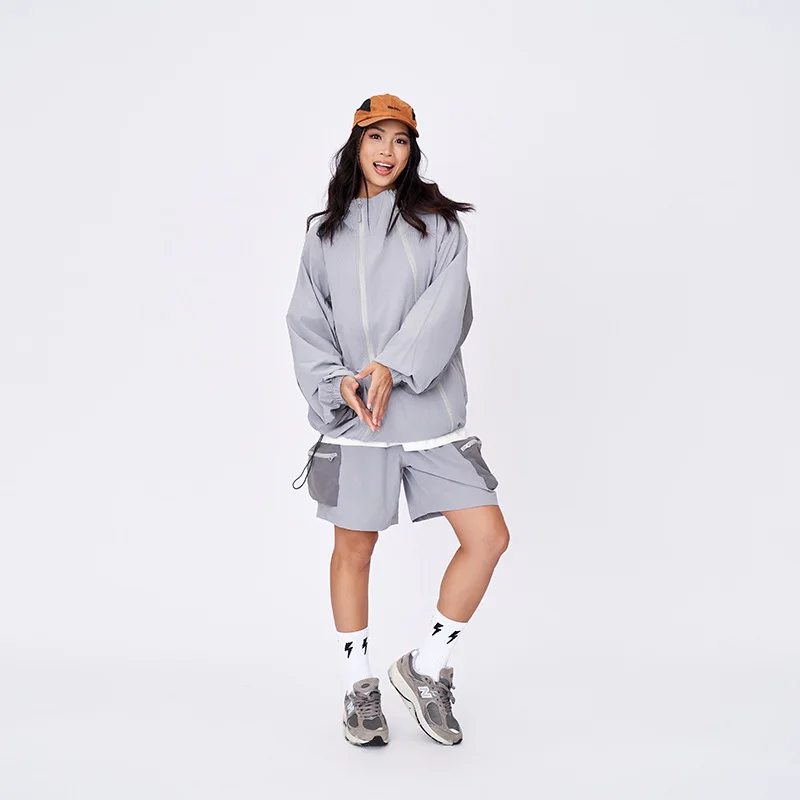 Unisex Hoodies Shorts Set 2025 Summer Autumn Outdoor Sports Set Double Zipper Breathable Loose Sun Protective Jacket Outfit