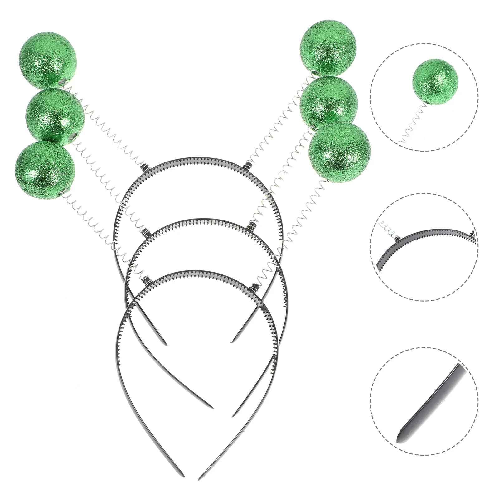 

3Pcs Green Ball Hair Hoops for Christmas Party Headwear Foam Festive Accessory Lightweight Non-Slip Creative Gift Idea
