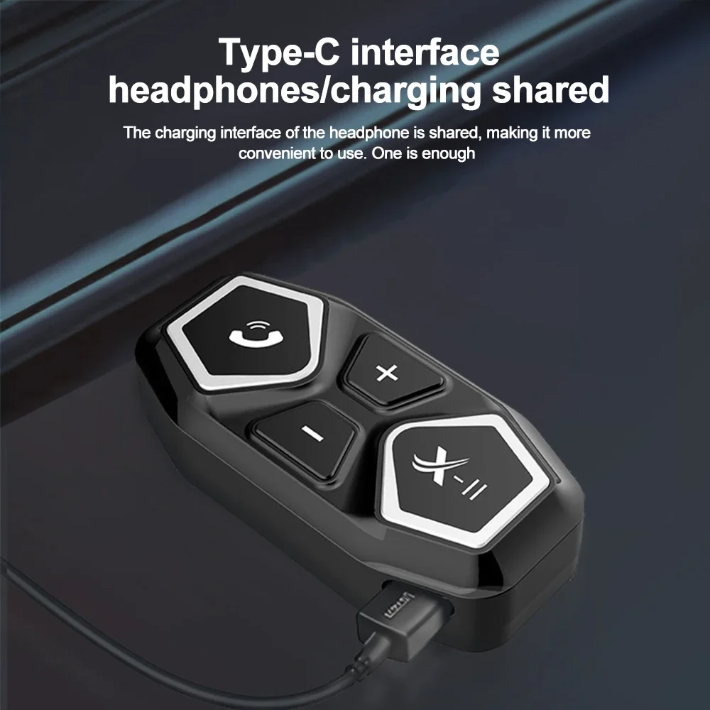 X-11 Motorcycle Helmet Headset Bluetooth 5.0 Handsfree Auto Answer IP67 Waterproof 2 In 1 Type-C For Earphone&Charging