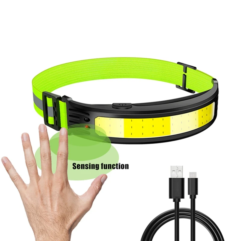 1 قطعة الشعلة تشغيل المصباح مقاوم للماء USB قابلة للشحن رئيس ضوء المدمج في بطارية ضوء العمل COB